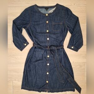 Talbots Denim Utility Button Front Midi Shirtdress - Size Medium Dark Wash - NWT